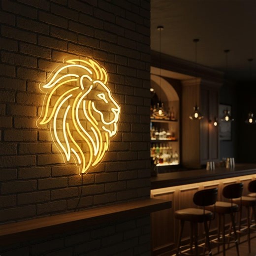 Lion Head Neon Sign, Wild Animal Wall Decor, Safari LED Light, King of Jungle Art, Leo Zodiac Birthday Gift, Man Cave Office Light - Etsy