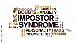 impostor syndrome animated tag word cloud;text design animation kinetic typography seamless loop.