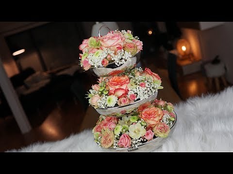 DIY| Blumengesteck mit Rosen 🌹und Schleierkraut in Etagere | Blumen und Dekoration