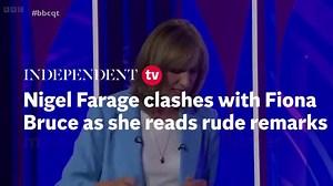 Nigel Farage clashes with Question Time’s Fiona Bruce as she reads list of offensive remarks made by Reform candidates