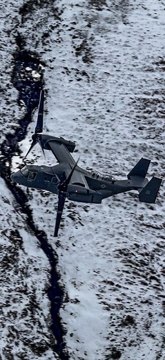 18K views · 700 reactions | A single V22 Osprey through the snowy Mach Loop ❄️ Stationed at RAF Mildenhall 酪 Callsign: KNIFE71 REG: 11-0058 8/1/2025 | LFA7 The Mach Loop | Facebook