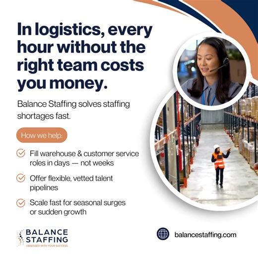 Your Labor Shortage Isn’t a Hiring Problem, it’s a Speed Problem. 📦 In logistics, every hour without the right team costs you money. At Balance Staffing, we: ✅ Fill warehouse & call center roles in days — not weeks ✅ Offer flexible, vetted talent pipelines ✅ Scale fast for seasonal surges or sudden growth Let’s get you the people you need, before it slows you down! 👉 balancestaffing.com #staffing #warehouse #laborshortage #quickhire #staffing | Balance Staffing