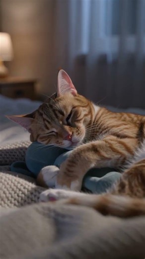 Cat hugs stuffed animal while sleeping