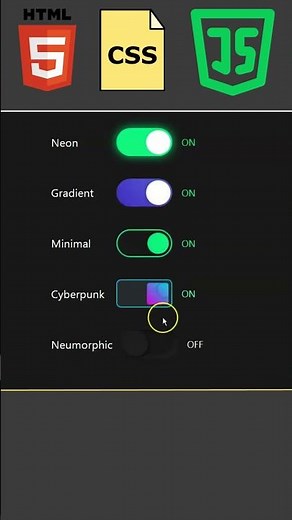 Create Modern Toggle Buttons Using Css & JavaScript |#css #coder #javascript #webdesign #csstutorial