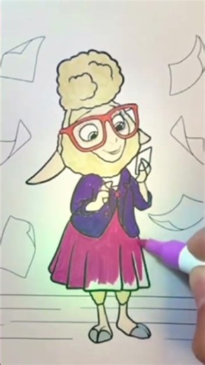 Miss Bellwether Coloring Page 🐑 | Relaxing Coloring Timelapse