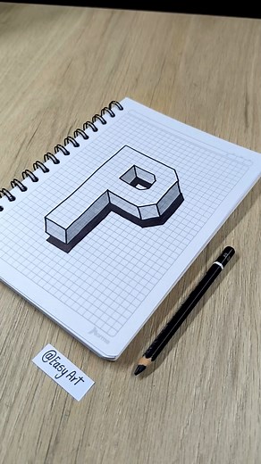 Dibujos 3D 👉 Como Dibujar la Letra P en 3D Facil paso a paso - Arte Tutorial #dibujos #3d #arte #dibujar #dibujosfaciles | Easy Art