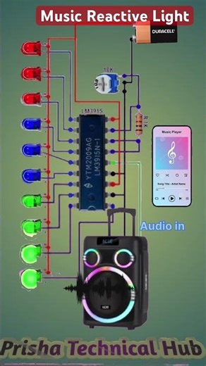 VU Meter Circuit ! LM3915 Audio Level Visualizer ! Music Reactive Light #shorts #circuit