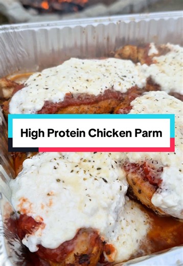 High Protein Chicken Parm Recipe makes 6 servings Macros per serving: 362 calories 55g protein 7g carbs 13g fat Ingredients: 3 lbs boneless skinless chicken breast ( should be around 3 medium sized breasts) 2 cups Good Culture low fat cottage cheese 1 cup Prego marinara pasta sauce 6 tbsp Parmesan cheese, grated 1 tbsp garlic powder 1 tbsp onion powder 1 tbsp paprika 1 tbsp Italian seasoning Salt and pepper to taste 1 tbsp avocado oil Directions 1️⃣ Trim any excess fat from the chicken breasts. 