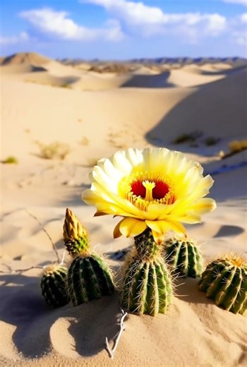 Cactus Blooms in the Desert Wind | Nature Relaxation Flower #Cactus #DesertBeauty #CactusBloom