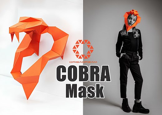Cobra Mask Low Poly Papercraft: Free Template to Download and Assemble 🐍✨ - paper hOles