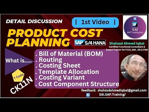 1- What is Product Cost Planning in SAP S4 HANA |SAP Product Costing| BOM, Routing, Costing Variant