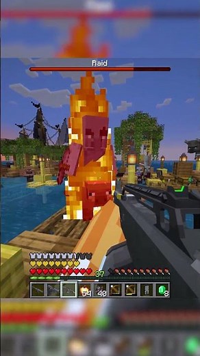 DEFENDING AGAINST A PILLAGER RAID IN MINECRAFT #shorts #minecraft #minecraftmemes