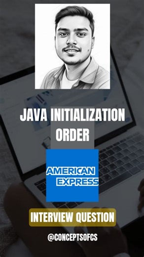Ashutosh Kashyap on Instagram: "Java Initialization Order Explained 👇 1️⃣ Static block → runs once 2️⃣ Instance block → runs for every object 3️⃣ Constructor → runs for every object Two objects created → output 12323 ✅ Simple concept, big interview impact 💯 #java #coding #javadeveloper #SystemDesign #javainterview . Follow @conceptsofcs to see more content like this."