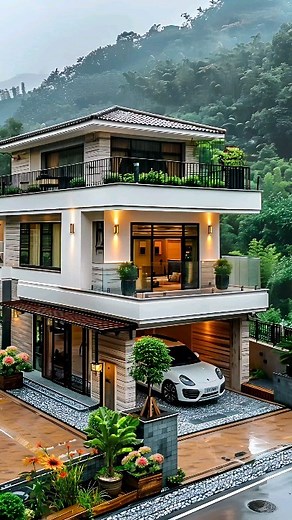 Nature | living | Greenery on Instagram: "Luxury moder house exterior design 🏠 #lightingdesign #lightingdecor #lighting #lightdesign #livingarea #livingspace #bedroominterior #bedroomdecor #livingroominspo #livingroomdesign #design #decor #diy #diydecor #interior #interiordesign #designer #architect #architecture #interiordesigner"
