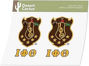 Desert Cactus Iota Phi Theta Sticker Letter 2 Pack Iotas Thetaman Decal Greek for Window Laptop Computer Car (Crest Sticker)