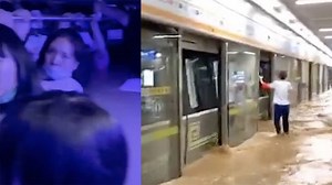 China floods: Terrifying footage shows commuters trapped in flooded subway | LBC
