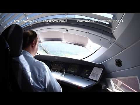Train Operators Cockpit View ICE High Speed Train with 300 KPH between Koln and Frankfurt