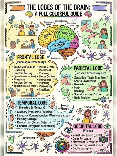 Human Brain Lobes Quick Revision 🧠 | Nursing Students