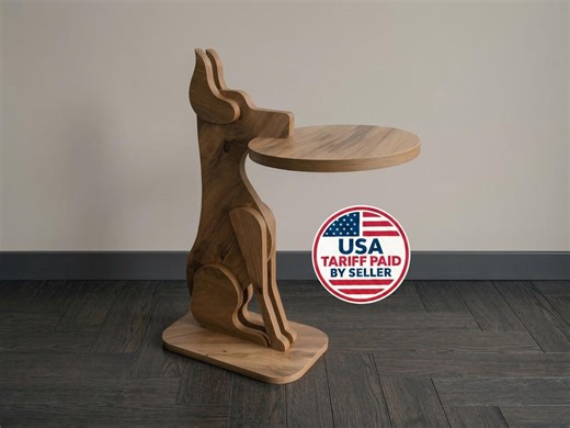 Dog Shaped Modern Side Table, Geometric Animal End Table for Living Room, Wood Accent Nightstand, Pet Lover Gift by Wood Art Anatolian - Etsy