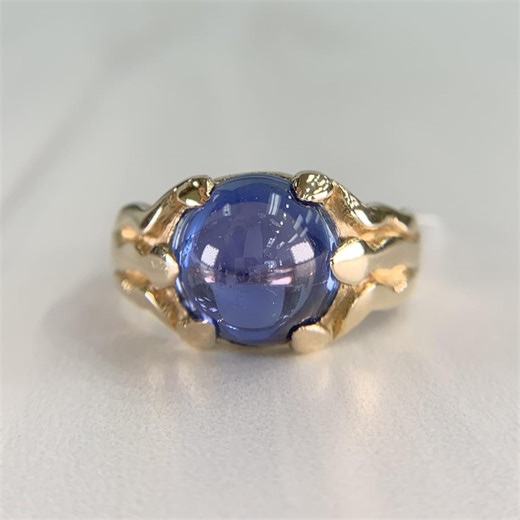 Antique 1900's Sapphire Cabochon Ring 14k Yellow Gold - Etsy