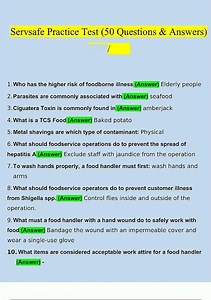 Servsafe Practice Test 50 Questions and Answers Verified Answers5158 new video