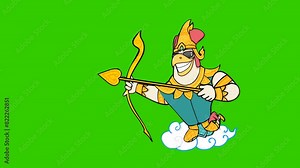Traditional Thai Archer Animation on Green Screen for Chroma Keying