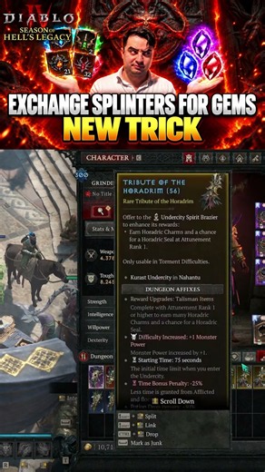 🔥DON'T WASTE YOUR SPLINTERS! NEW TRICK TO FARM HORADRIC GEMS | Diablo 4 Season 15