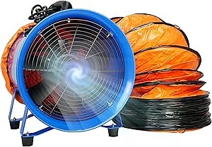 WARSUN Utility Blower 520W 12inch Exhaust Axial Fan 4100 m3/h High Velocity Portable Extractor Fan with 33Ft Duct Hose Portable Ventilator for Exhausting Ventilating at Home or Workplace 370PA