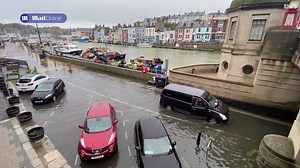 Brace for Storm Ashley: Roads around Weymouth harbour flooded