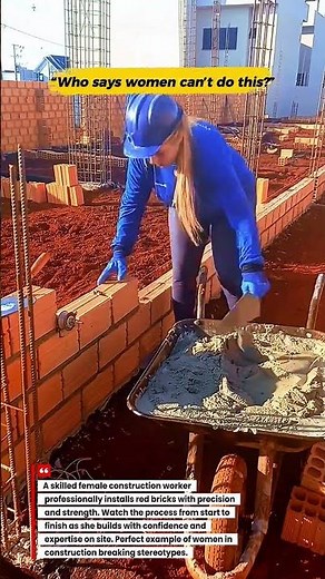 Professional Female Bricklayer Installing Red Bricks Like a Pro