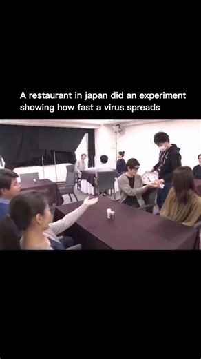 Explaining Past on Instagram: "A restaurant in Japan ran a demonstration to show how fast germs spread during everyday interactions. One guest had a fluorescent substance placed on their hand to represent germs. Over 30 minutes of dining, touching shared utensils, and moving around the room, the substance spread to plates, door handles, food trays, and other guests. UV light made the transfer clear. The test shows how normal contact moves microorganisms between surfaces. It explains why hand was