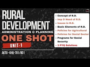 Rural Development: Administration & Planning | Unit-1 One Shot | KHU-701 | PYQ Solutions | Aktu Exam