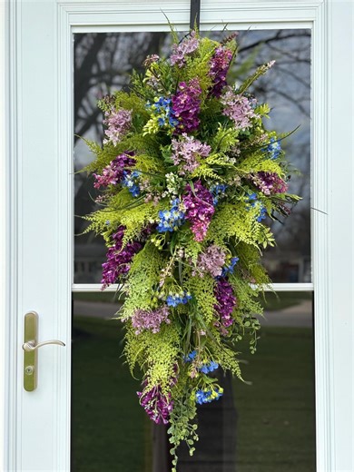Spring Door Swag, Purple Lilacs, Handmade Floral Wreath - Etsy