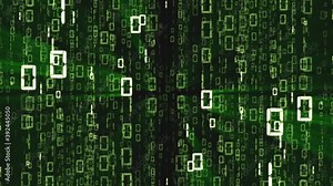 Abstract binary background, number streams, matrix effect.