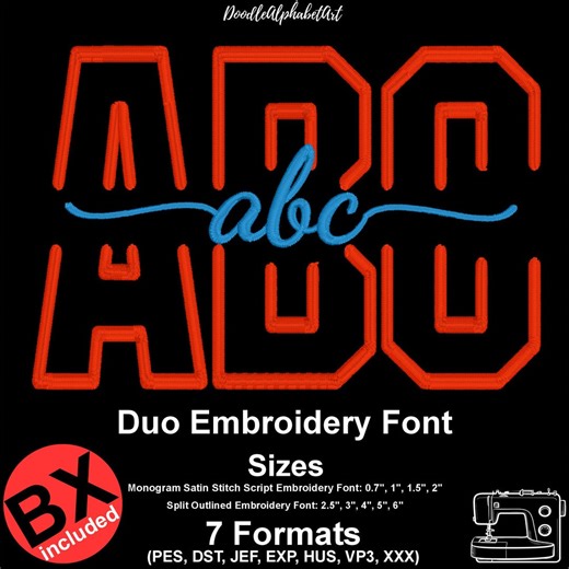 Split College Embroidery Font BX Duo Monogram Jersey Satin Column - Etsy
