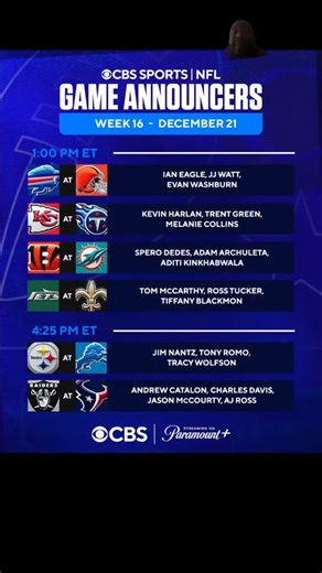 Shawn Green on Instagram: "NFL schedule of games for week 16 on CBS"