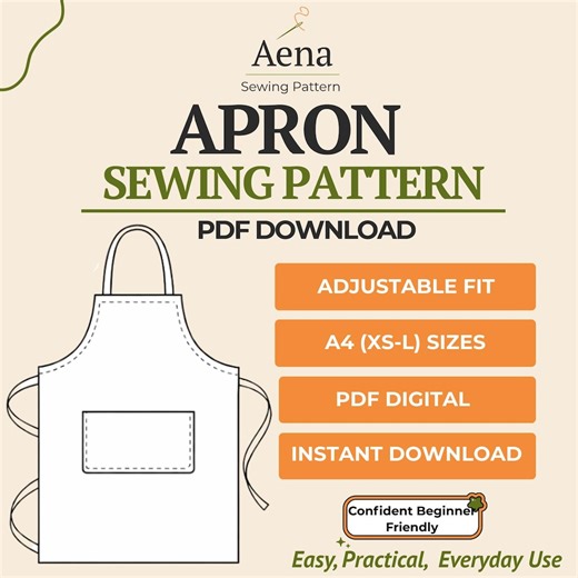 Apron Sewing Pattern Pdf | Unisex Kitchen and Craft Apron | Adjustable Neck & Waist Ties | Beginner Friendly | A4 Instant Download - Etsy Australia
