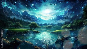 Celestial Stream: Starlight Dances in the Gentle Flow of a Mountain River