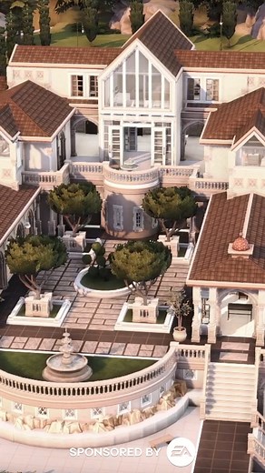 Sims 4 Luxury Mansion | ID: KateEmerald Lot: Casa Veritas | No CC! This Sims 4 build has five bedrooms, seven bathrooms, a home gym, multiple pools, an outdoor party area and more! #Sims4 #thesims #TheSims4 | Kate Emerald