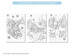30 Winter Coloring Pages – Cute Snow Scenes for Kids - Etsy