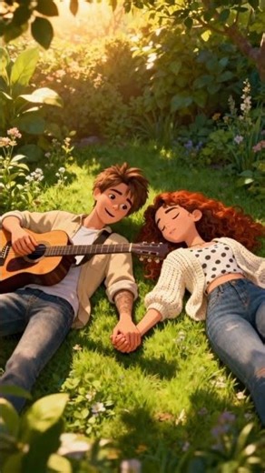 cinematic anime style love story scene in slow motion smoothly 💞 winds ❤️ in surrounding .