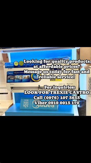 🟧 MIDEA SPLIT TYPE CELEST INVERTER FREE INSTALLATION 1st 10ft 2025 MODEL / MIDEA GENESIS SERIES 🟧 CELEST SERIES 1.0hp 22,800 1.5hp 23,900 2.0hp 30,900 2.5hp 35,900 3.0hp 51,900 GENESIS SERIES 1.0 - 28,500 1.5 - 29,200 2.0 - 36,600 2.5 - 40,100 PRICE MAY CHANGE WITHOUT PRIOR NOTICE BRANDNEW AND SEALED WITH WARRANTY AND RECEIPT CAIMITO PLACE CALOOCAN 2ND FLR CRS MARKETING INC CASH ON DELIVERY, GCASH, BANK TRANSFER WE ALSO SELL OTHER BRAND, MAJOR APPLIANCES, COMMERCIAL AND HOUSEHOLD. For inquiry 