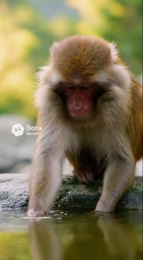 Morning Routine — Monkey Washing Its Face 💧🐒#Monkey #Wildlife #cuteanimals #shorts