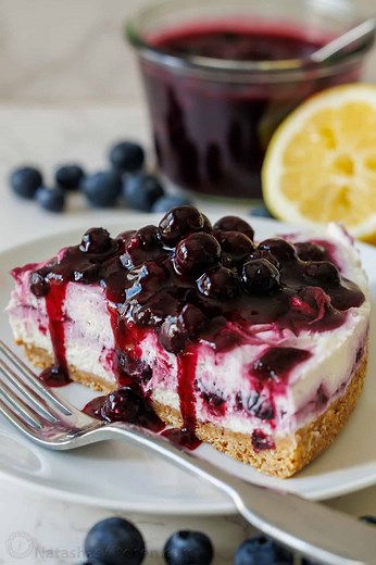 The texture is luxurious and it’s insanely delicious. No-Bake Blueberry Cheesecake: https://natashaskitchen.com/no-bake-blueberry-cheesecake/ | NatashasKitchen.com