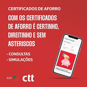 118 reactions · 29 comments | Na App CTT, já pode subscrever Certificados de Aforro. Pode ainda consultar saldos e movimentos e realizar simulações. Faça já download da app https://onelink.to/appctt | CTT Correios de Portugal | Facebook