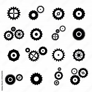 Cogs And Gears Spinning Icons With Alpha Channel