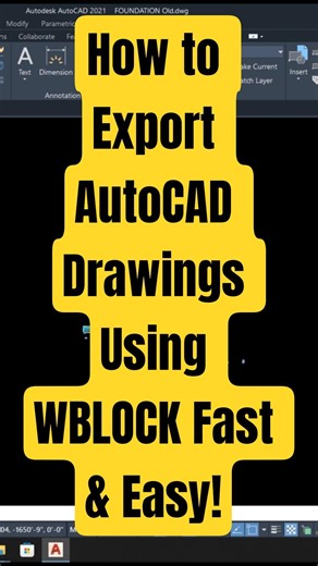 How to Export AutoCAD Drawings Using WBLOCK Fast & Easy!#autocad #autocadblocks #autocadplan #shorts