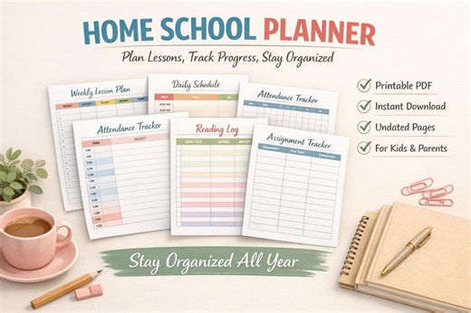Homeschool Planner Printable PDF | Weekly & Daily Lesson Plan | Editable Academic Planner for Moms , Teachers - Etsy