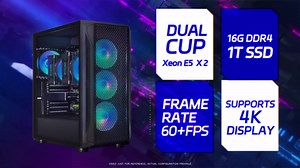 STGAubron Dual CPU Gaming PC, Dual Intel i7 Xeon E5 up to 3.7GHz, Radeon RX 580 8G, 16G DDR4 RAM, 1T SSD, 600M WiFi, BT 5.0, RGB Fan x4, Windows 11 Home