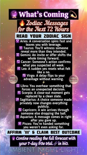 🔥 72-HOUR ZODIAC FORECAST 🌪 Breakthroughs disguised as sharp conversations 💫